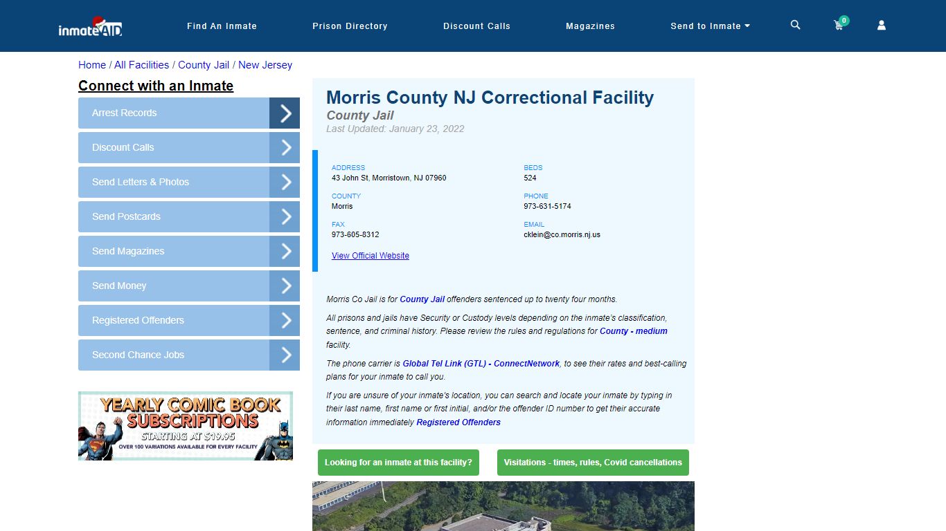 Morris County NJ Correctional Facility - Inmate Locator - Morristown, NJ